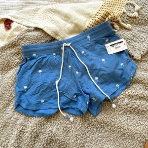 NWT PJ SALVAGE SUMMER PALM TREE COMFY SHORT IN BLUE TIDE SIZE M